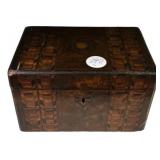 Victorian walnut marquetry Tea Caddy 4"h., 7"w