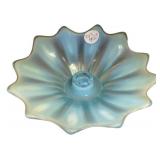 Fostoria Heirloom Blue Opalescent Glass Candlestic