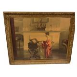 29"h., 35"w Girl playing Piano Print