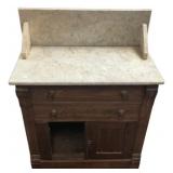 1900 Eastlake Walnut Marble Washstand 36"h., 28"