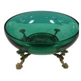Paden City Emerald Glo glass console bowl,