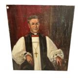 1959 Signed Virgina Bastlon Painting of Priest 36"