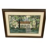 Signed Watercolor of Home Place 29"h., 38"w