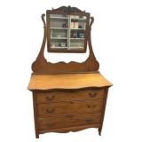 1900 Victorian Oak Low Dresser 70"h., 42"w