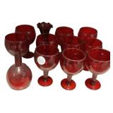Group of Red Glass Stemware
