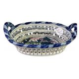 7"w Chinese porcelain reticulated fruit bowl