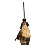 1800's Primitive Black Cloth Folk Art Broom Doll