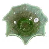 Dugan green opalescent glass bowl 7'
