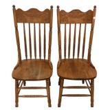 Pair of Oak Pressed Back Side Chairs