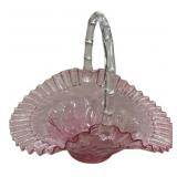 Pink Glass Fenton Basket 10'