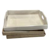 Three Home Goods Wood Trays 19'