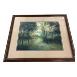 Ginger Chamblin 1987 Watercolor Landscape 22'h.,