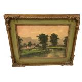 Signed Cipriani Landscape Painting Framed 17'h.,