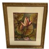 Signed Gladys Garrett Watercolor of Flower 24'h,