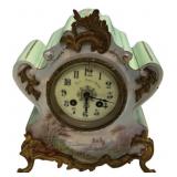 French Porcelain Mantle Clock 10'h