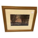 Signed Burns Landscape Artwork 16'h., 18'w