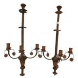 Pair of Copper Wall Candle Holders 30'h