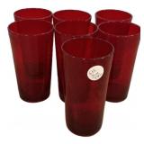7 Red bubble glass tumbler glasses