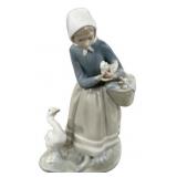 9'h Lladro Shepherdess Girl with Ducks