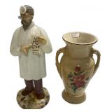 Porcelain Vase and Czech Art Glass Doctor 9'h