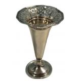 Sterling Pierced Flower Vase 1.315 ozt 5'h