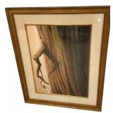 James Josey Signed Watercolor of Bird and Tree 42'