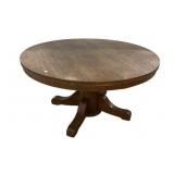 Antique Oak 54'dia Pedestal Dining Table