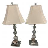 Pair of Glass Ball Table Lamps 28'h