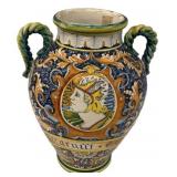 Tuscan Majolica Amphora Style Ceramic Vessel 14'h