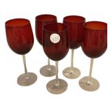 5 Ruby Red Wine Stems 8 1/2'