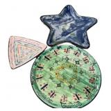 Mustard Seed Round Platter 13'dia, Star Dish, and