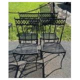 Four Wrought Iron Patio Side Chairs