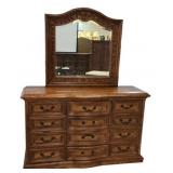 Bassett Furniture Triple Dresser with Mirror 40'h
