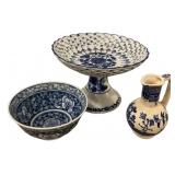 Blue Compote, Bowl, and Pitcher