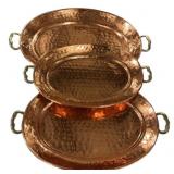 Three India Brass Trays 19'