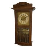 Antique Arts and Crafts Oak Wall Clock 32'h., 15'