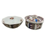 Taiwan Imari Style Bowl and Covered Bowl 9'w