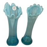 11' Blue Fenton Northwood 'Feathers' pattern an