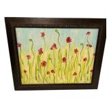 21'h., 24'w Signed DCQ Painting of Flowers in Fi