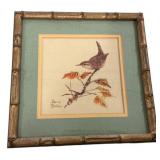 Harry Maddox Hand Painted Bird Framed 11'h., 11'