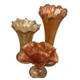 Marigold Carnvial Vases and Compote