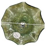 Green Glass Ruffled Edge Compote