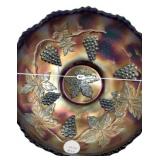 Carnival Glass Grape & Leaf Bowl