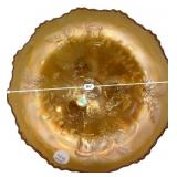Marigold Carnival Glass Footed Bowl
