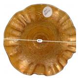 Marigold Carnival Glass Ruffled Compote