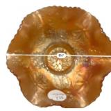 Marigold Carnival Glass Ruffled Bowl