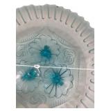 Blue Opalescent Pressed Glass Bowl