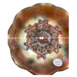 Marigold Carnival Glass Ruffled Bowl