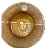 Amber Iridescent Art Glass Spittoon Vase