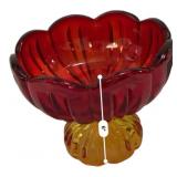 Amberina Glass Footed Compote Bowl
